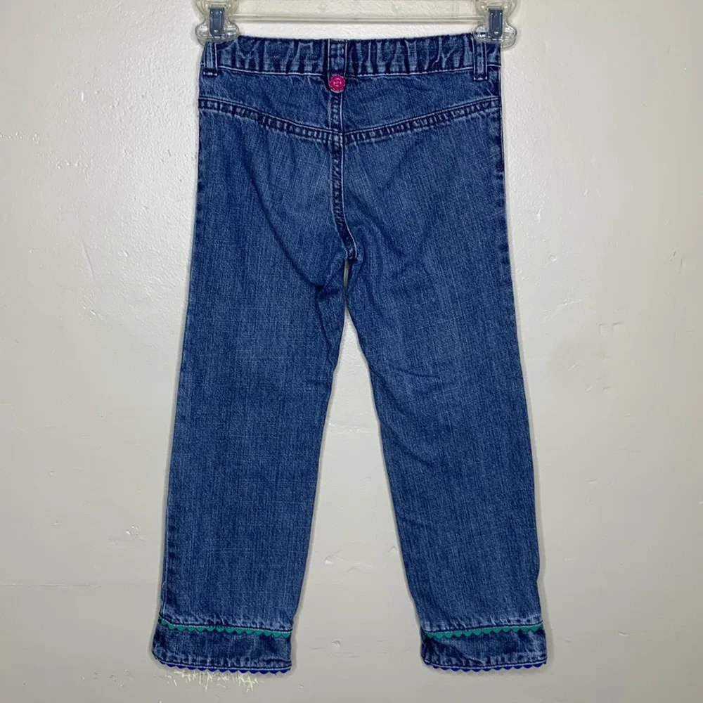 GYMBOREE Jeans Rick Rack Trim Flower Button Accents Girls  5T